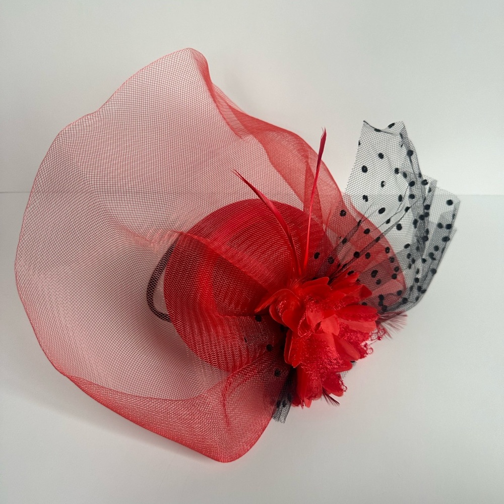Red Black Derby Hat Headband OS